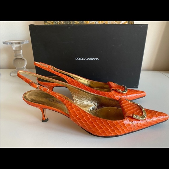 ⭐️LAST DAY⭐️ Rare - Dolce & Gabbana Orange Kitten Heels EU 37 - Picture 5 of 13